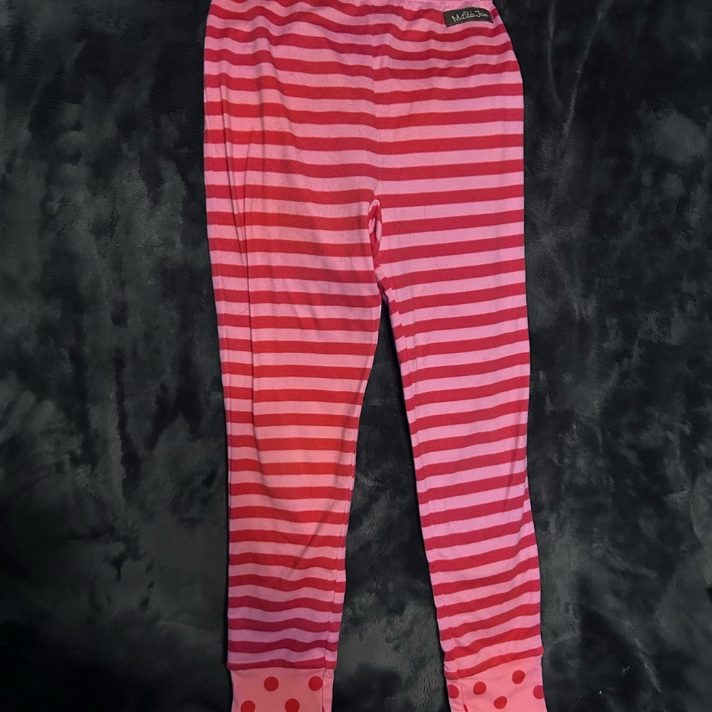 Matilda Jane Red and Pink Striped Leggings. EUC.